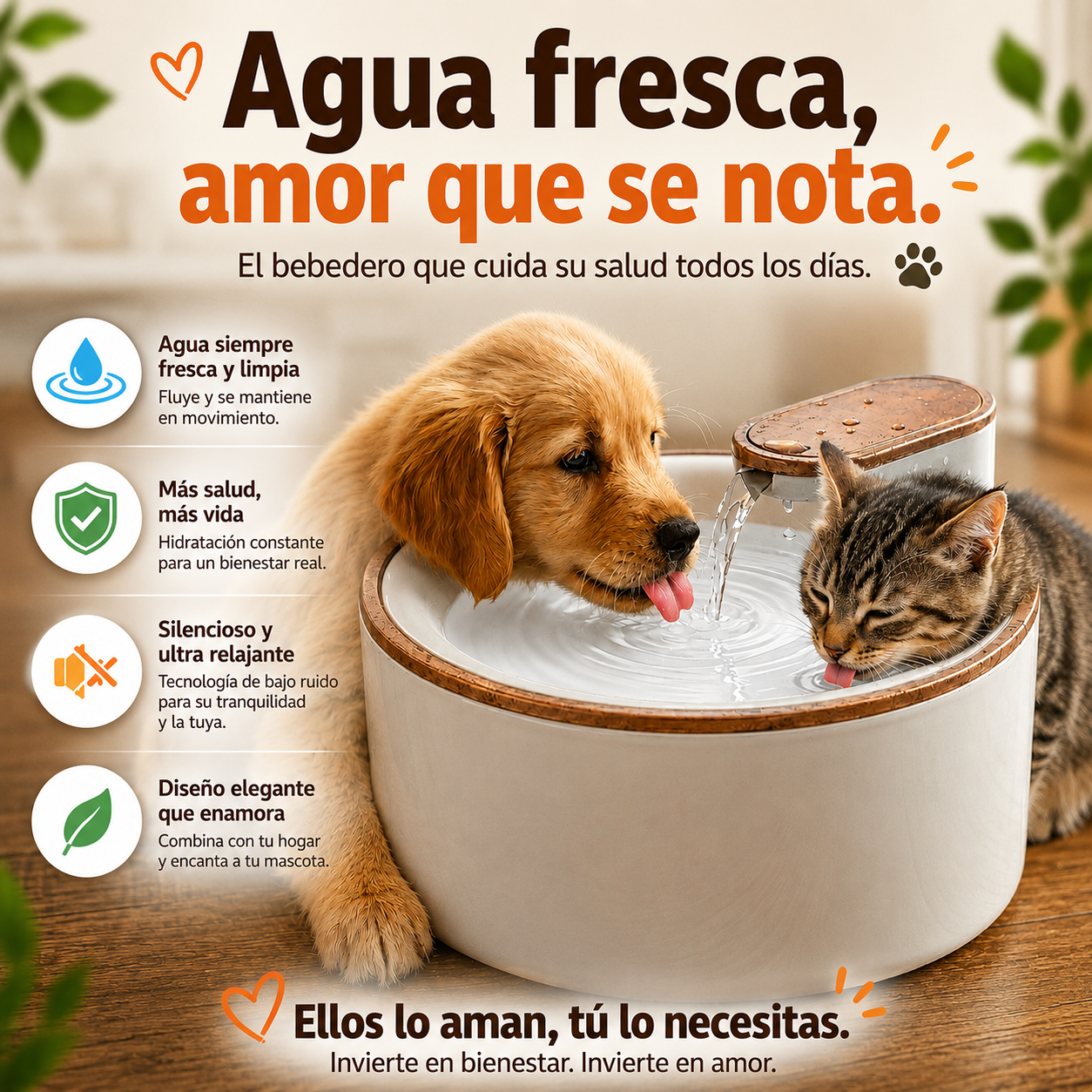 Fuente de Agua Inteligente para Perros y Gatos