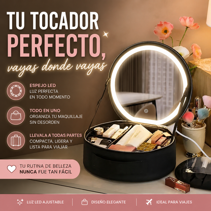 Maletín de Maquillaje Pro con Espejo Luz LED Inteligente