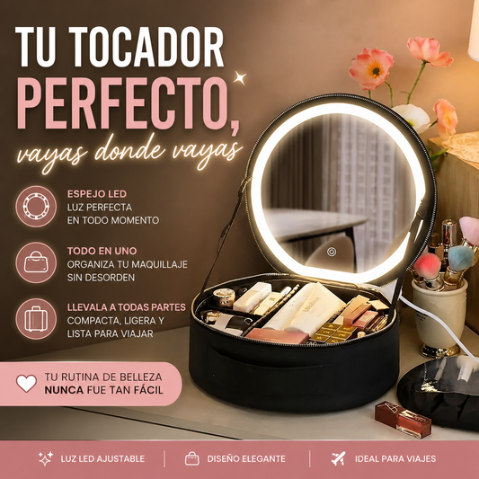 Maletín de Maquillaje Pro con Espejo Luz LED Inteligente